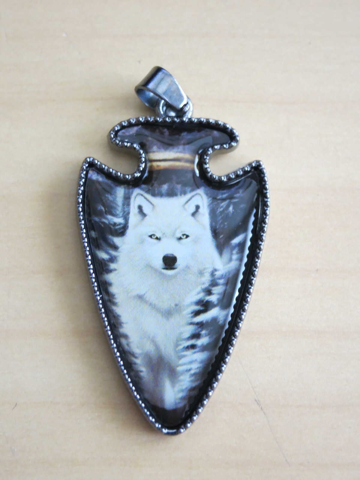 Wolf White Arrow Head Necklace Native American Jewelry Nature Pendant