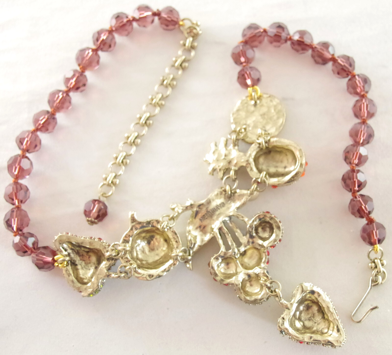 NWOT DESIGNER STYLE CRYSTAL RHINESTONE FRUIT COMPOTE STRAWBERRY DANGLE NECKLACE