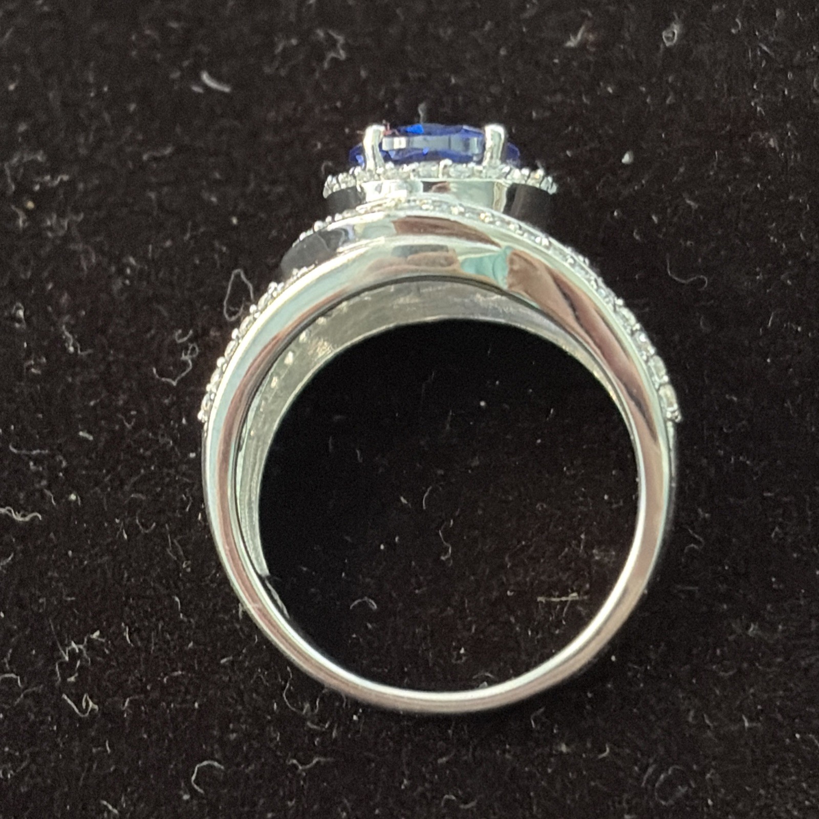 Charles Winston Bella Luce Sterling Silver Simulated Tanzanite & Diamond Ring