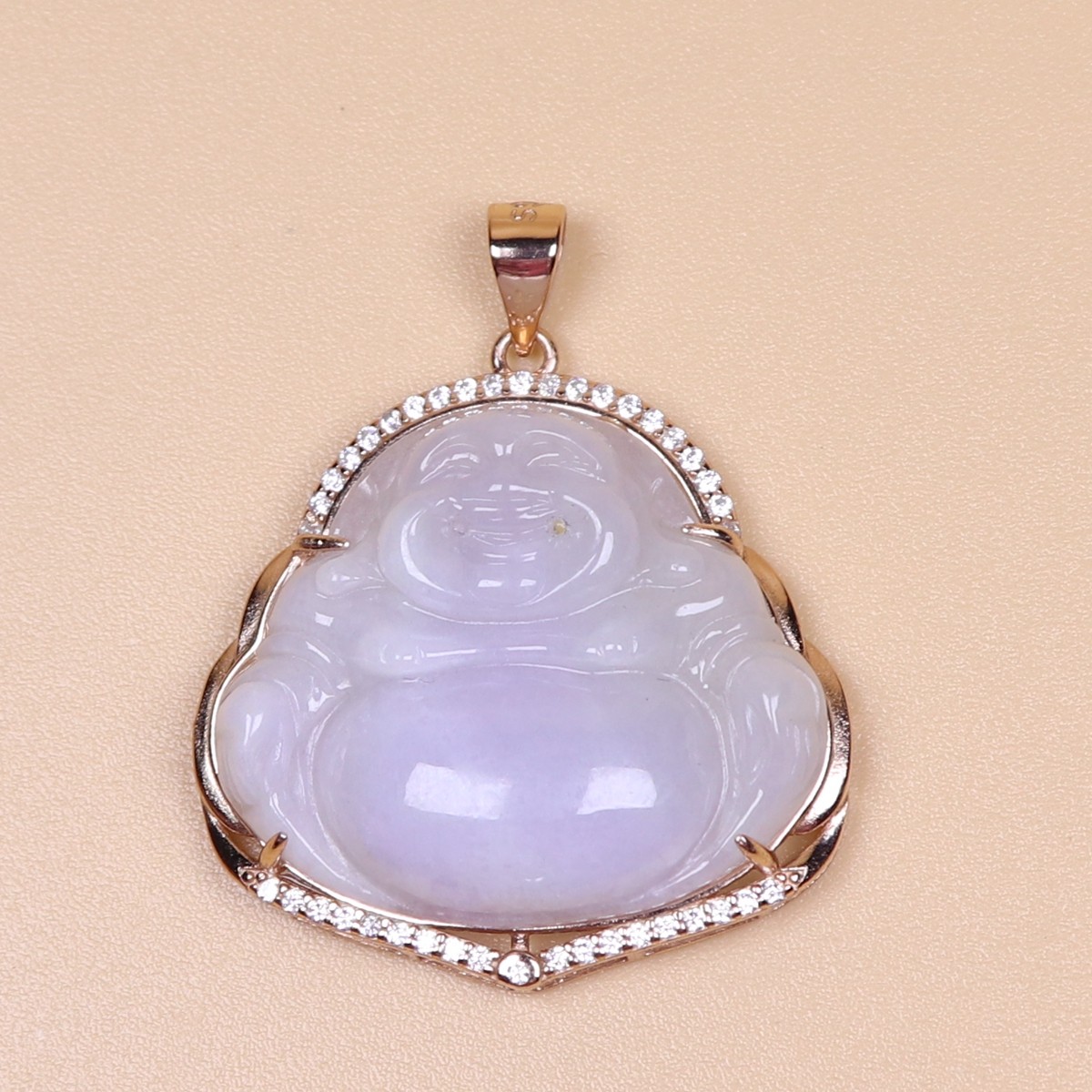 Certified Green jade jadeite Maitreya Buddha pendant 925 Silver inlay 38576 佛公
