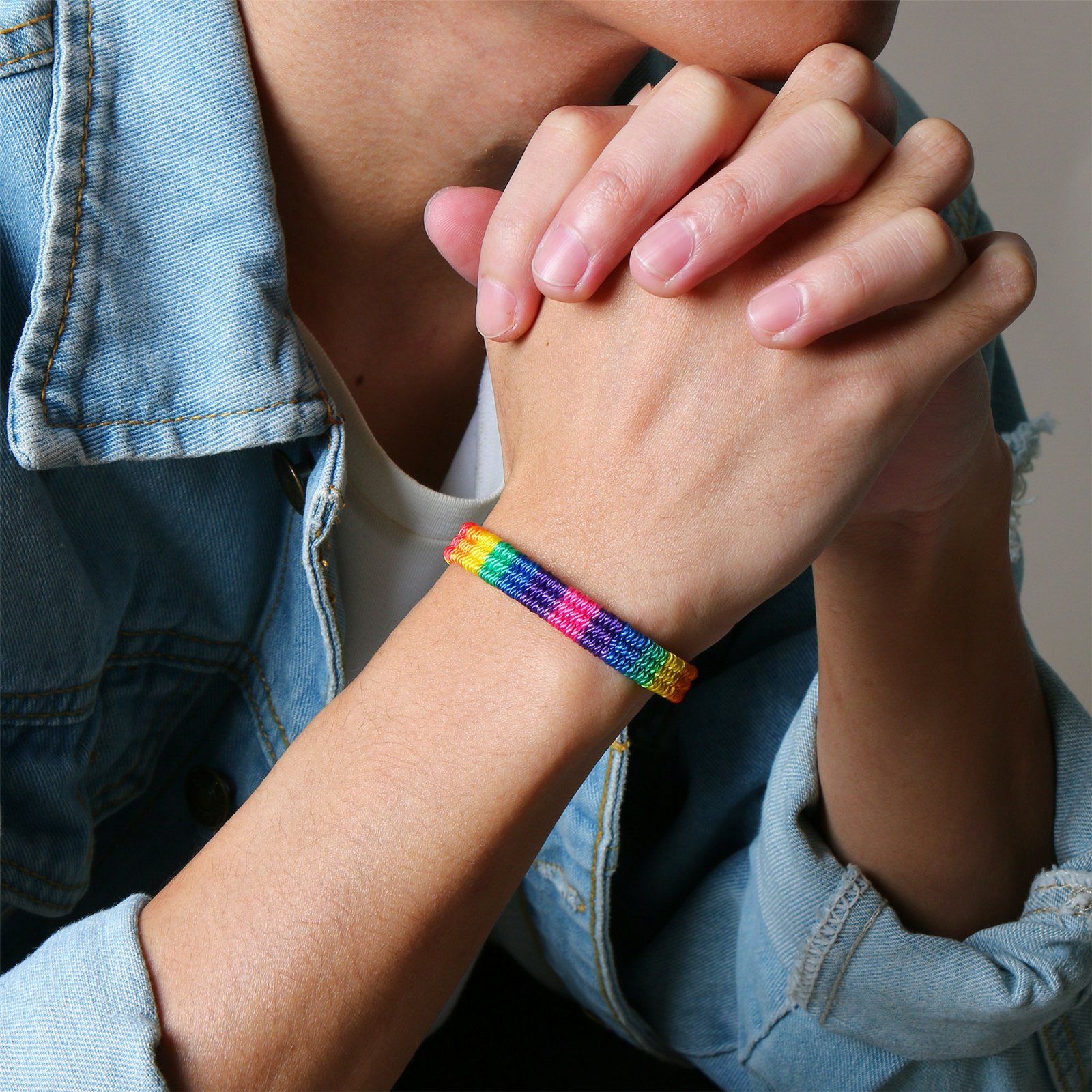 2pcs Rainbow LGBT Lesbian Gay Pride Friendship Briaded Rope Adjustable Bracelets