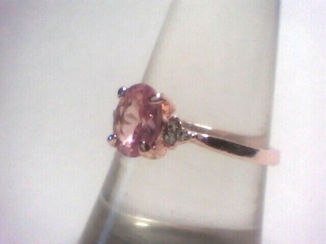 Pink Topaz Sparkler & Austrian Crystals 18Kt. Yellow Gold Plated Size 8