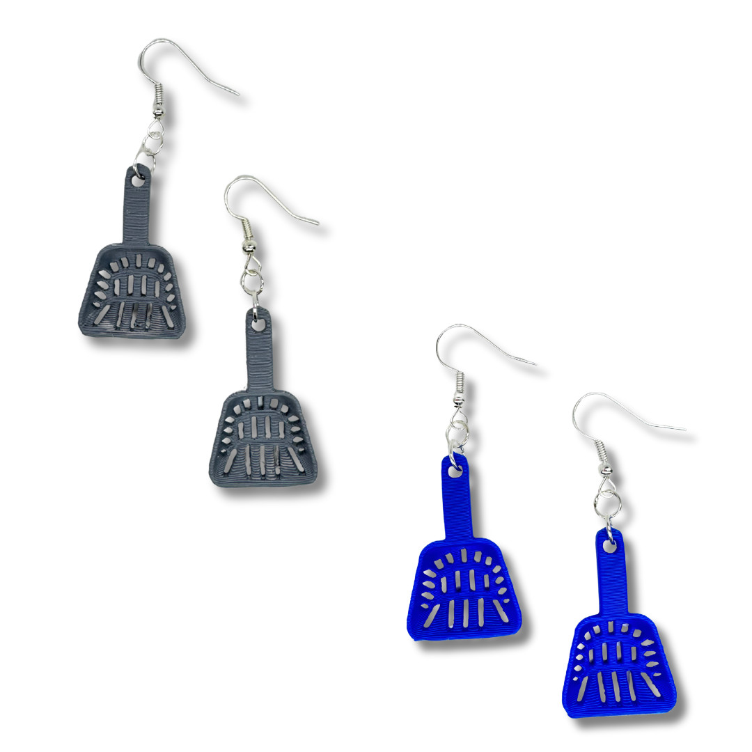 Cat Litter Scooper Earrings Weird 3D Printed Jewelry