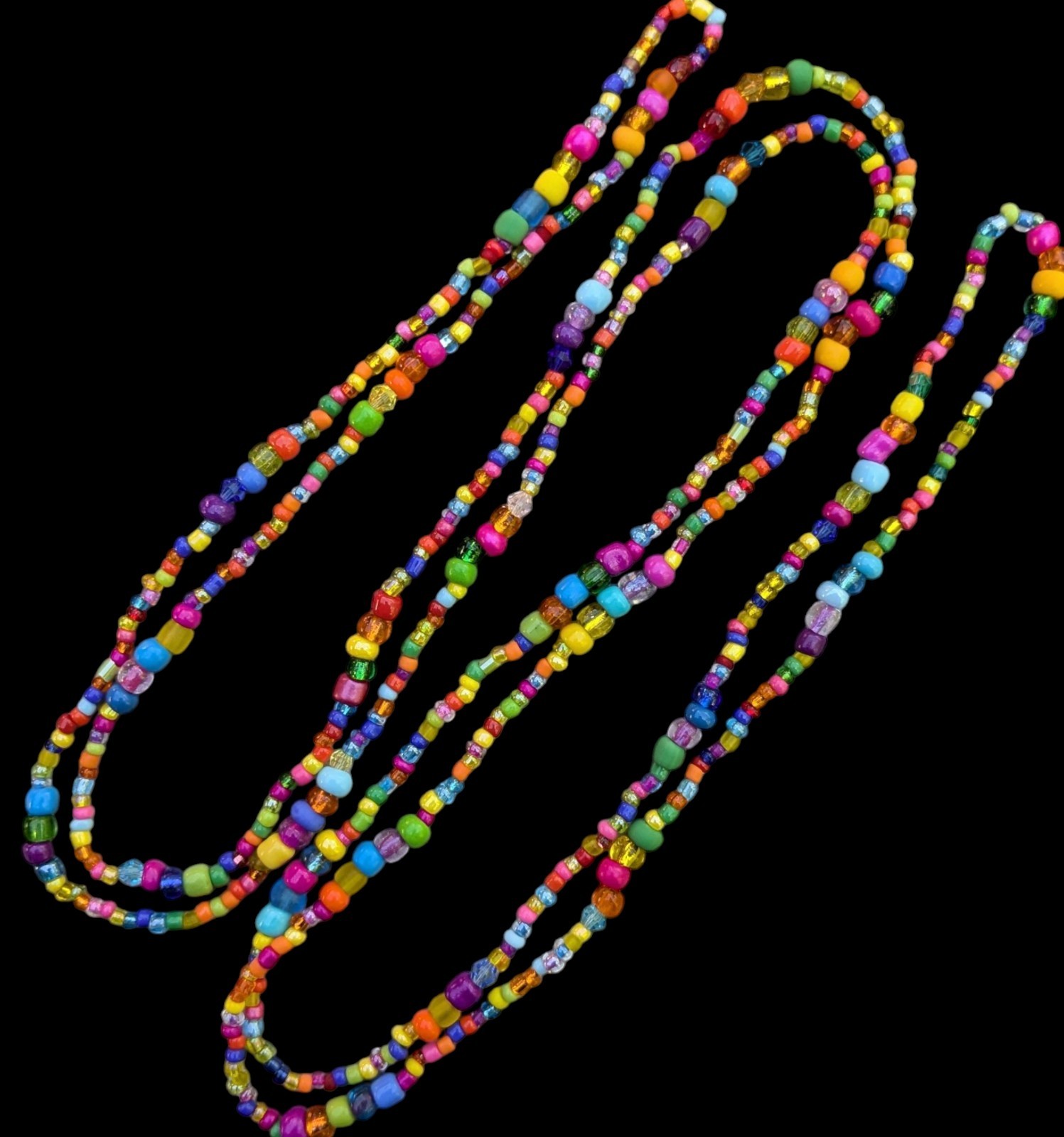 Handmade Colorful Glass Seed Love Bead Hippie Boho Long Wrap Necklace 48″