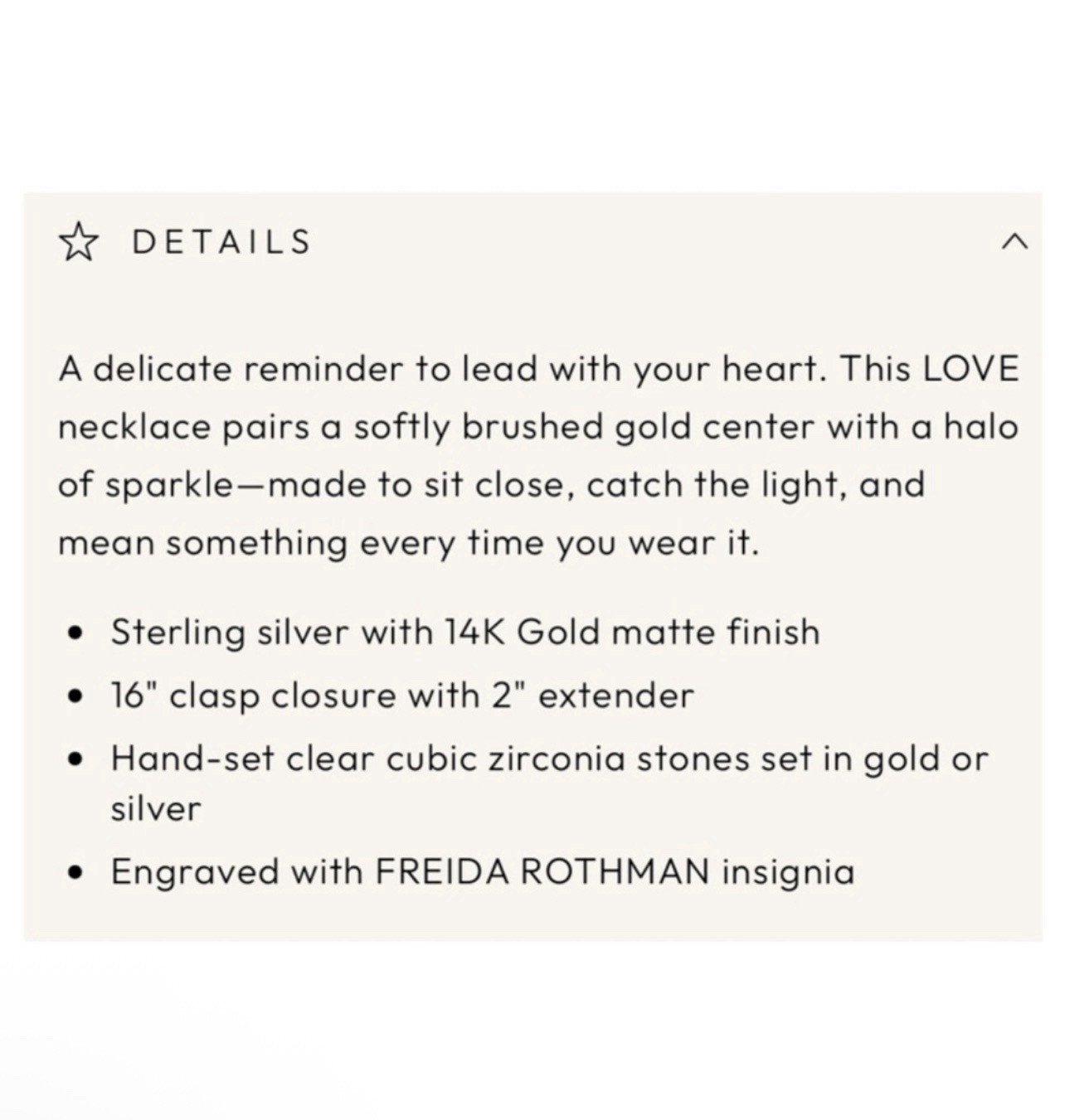 Freida Rothman FRSENTIMENTS THE LOVE PENDANT NECKLACE