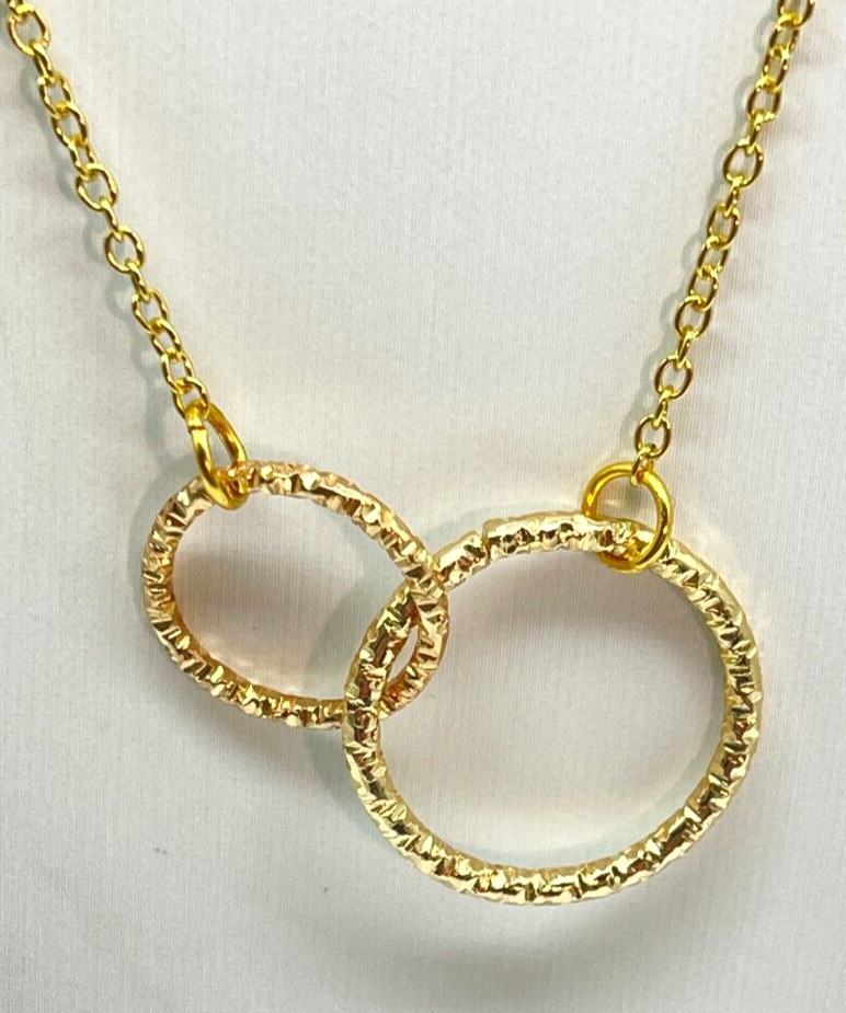 Set Gold Tone Intertwined Circles. Necklace 22″. Earring Drop = 1.5″