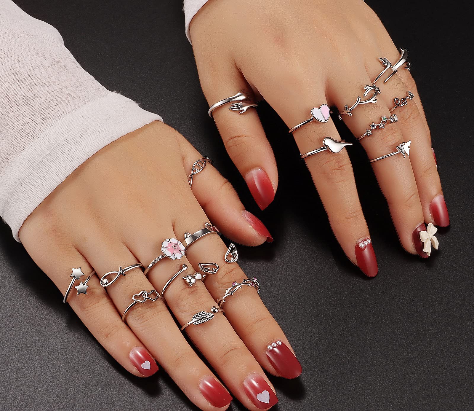 20 Pcs Adjustable Rings Set for – Finger Rings Pack Stackable Rings for Teens…