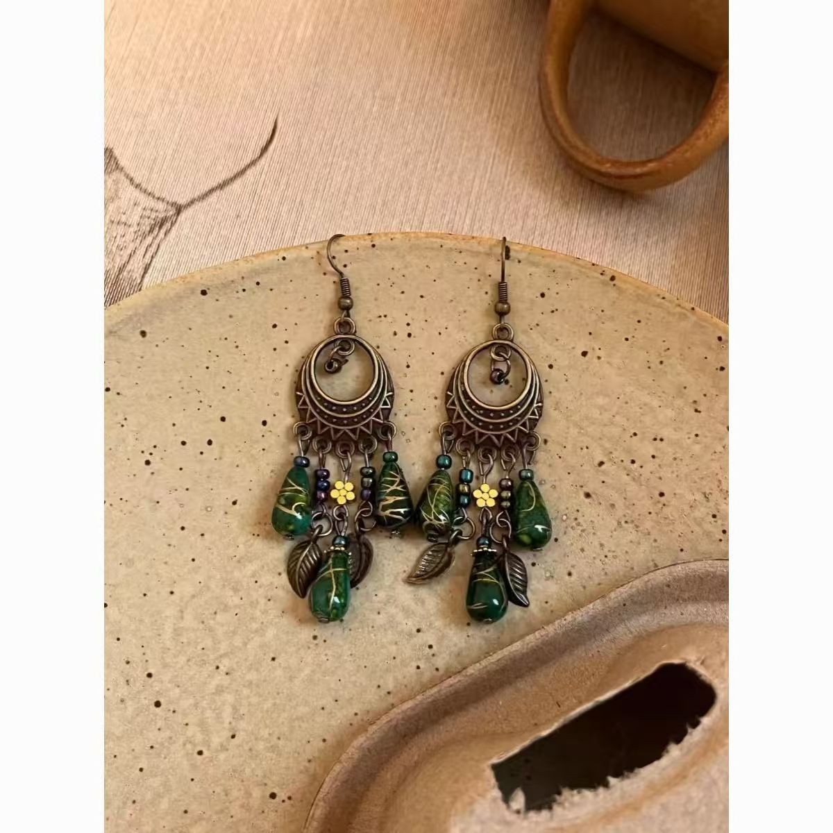 Valentines Deal Copper Natural Shungite Dangle New Wire Wrapped Earrings Jewelry