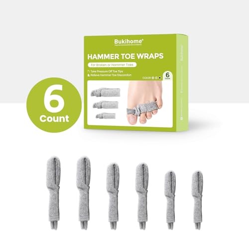 Adjustable Hammer Toe Corrector – 6 Pack Broken Toe 6 Count (Multi-Size) Gray
