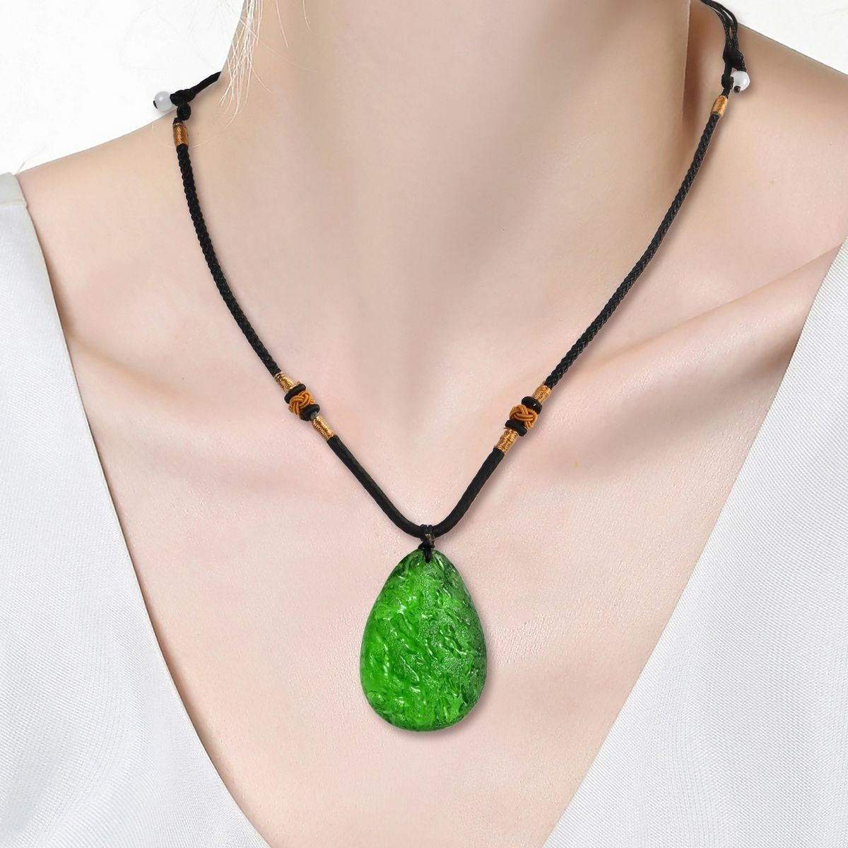 US Green Natural Crystal Pendant Gem Moldavite Meteorite Impact Healing Necklace