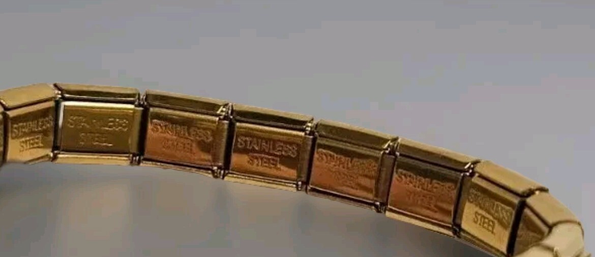 Moon Stars Gold Italian Charm Starter Bracelet 9mm Stainless Steel 18 Links