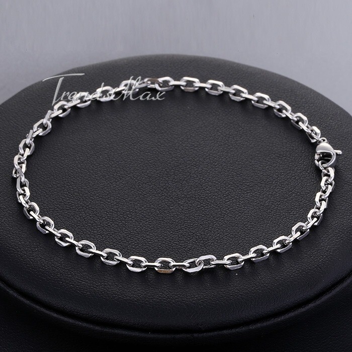 3mm 7″ Mens Chain Silver Tone Stainless Steel Rolo Cable Link Bracelet Wristhand