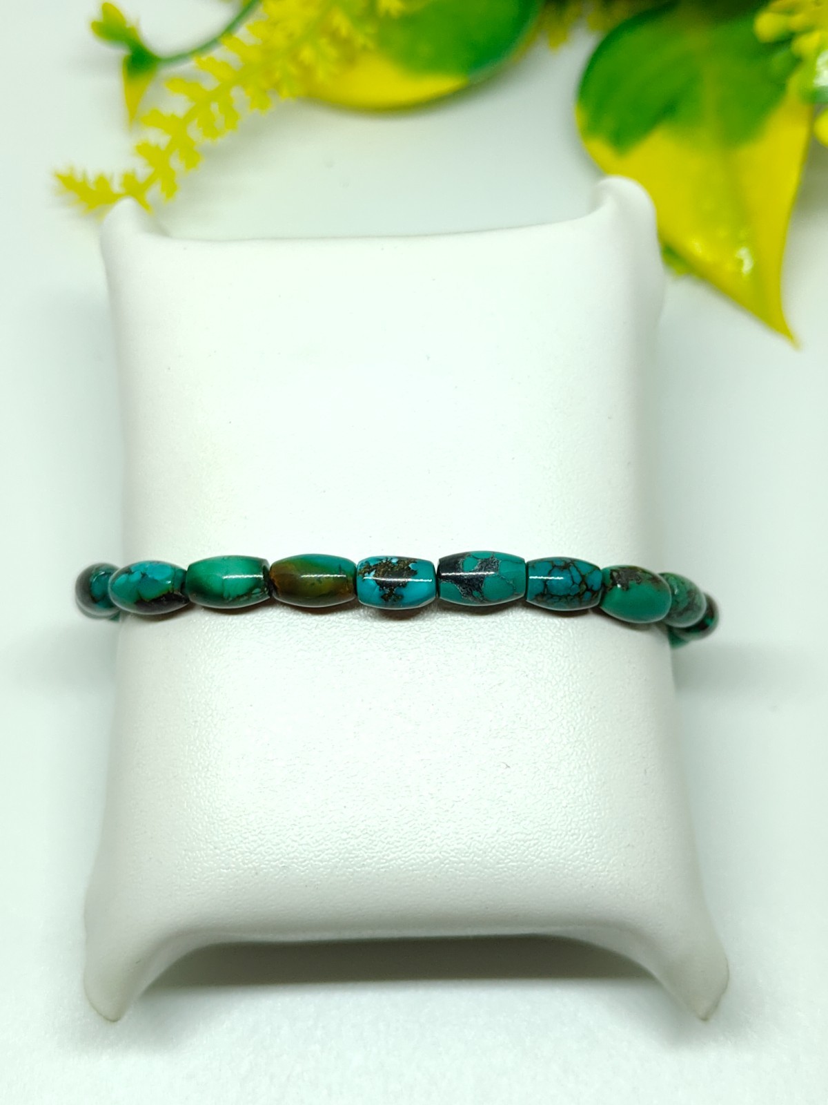Natural turquoise Barrel beads Stretchable bracelet- 7 inch Adjustable bracelet