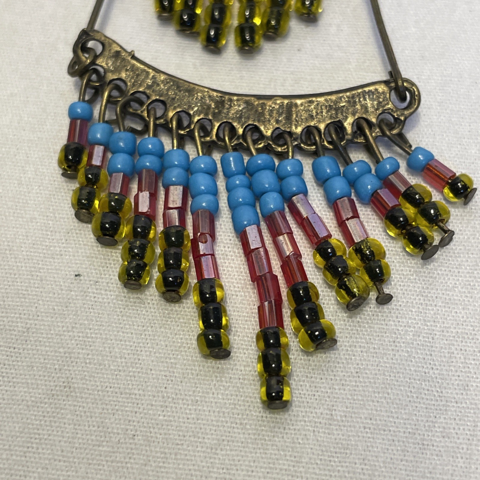 Red Camel Boho Micro Bead Chandelier Earrings 3 Tier Fringe Dangle Drop 4.5″