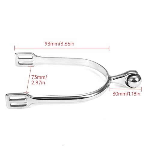 1 Pair Men or Silver Stainless Steel English Spur with Smooth Women Horse Spurs