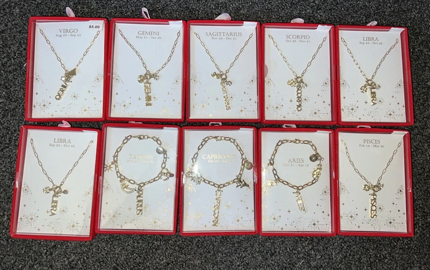 Zodiac ARIES Signs Pendant Jewelry Chain Necklace Bracelets Mixed Lot 10 NIB