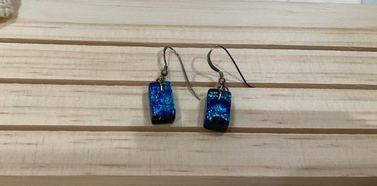 Vintage Blue Ammolite Gemstone Fishhook Earrings