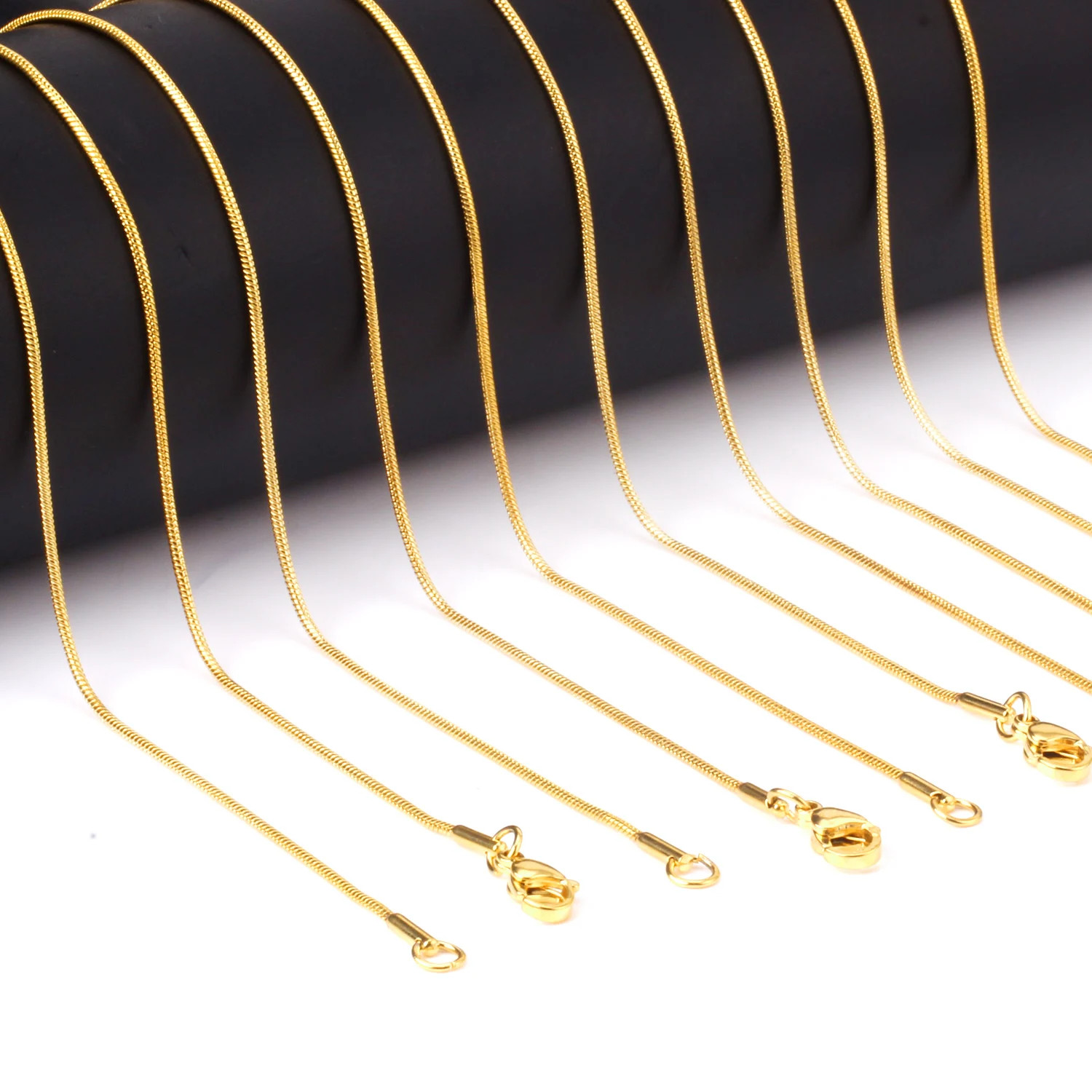 1pcs 1mm Golden Plated Snake Chains Necklaces No Fade Basic Jewelry