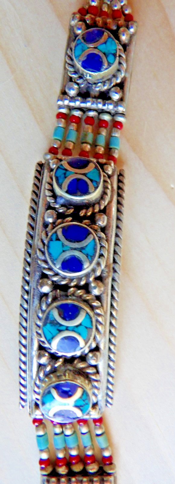 Bracelet Natural Lapis Lazuli Coral Gemstone Handmade Beaded Tibetan Jewelry