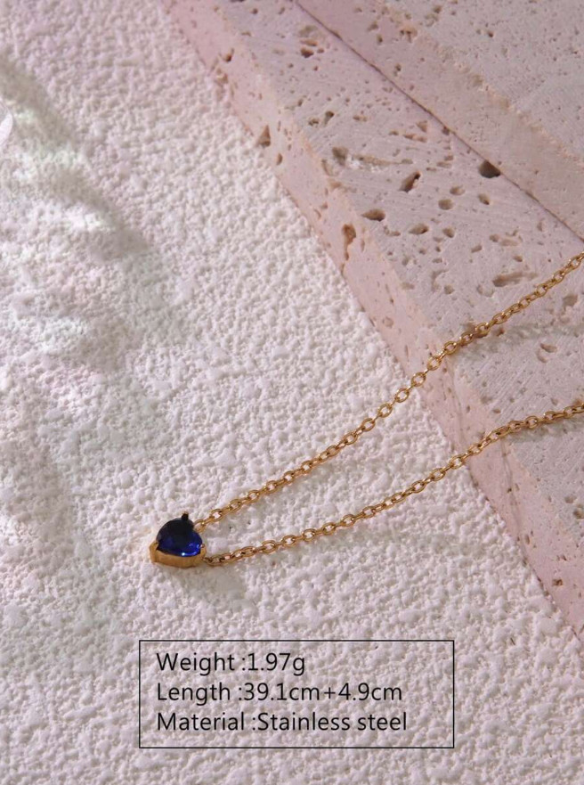 Necklace for Women Tiny Crystal Heart Love Pendant Choker Necklace Birthstone US