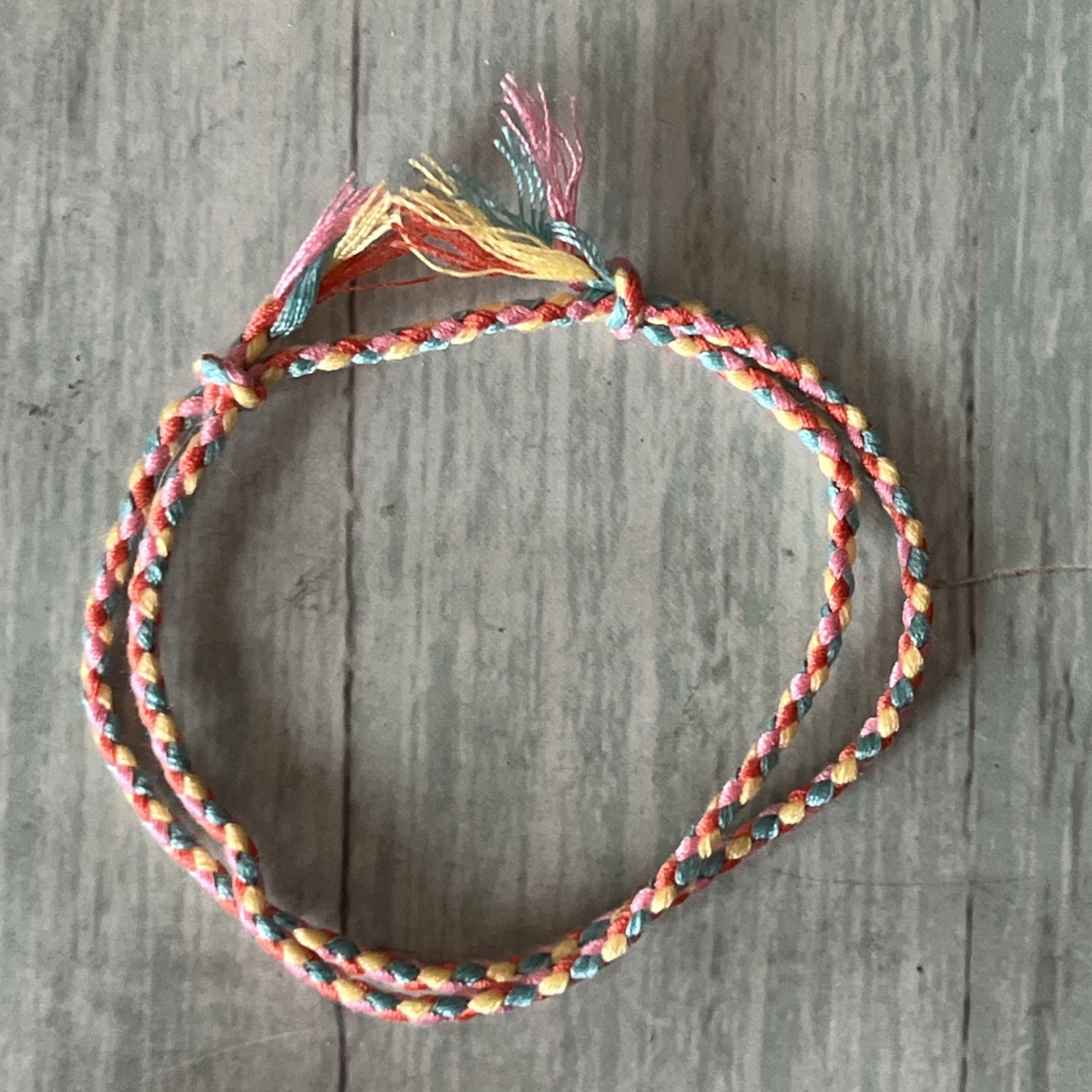 NEW BOHO BRAIDED THREAD FRIENDSHIP BRACELET ADJUSTABLE PINK TEAL ORANGE YELLOW