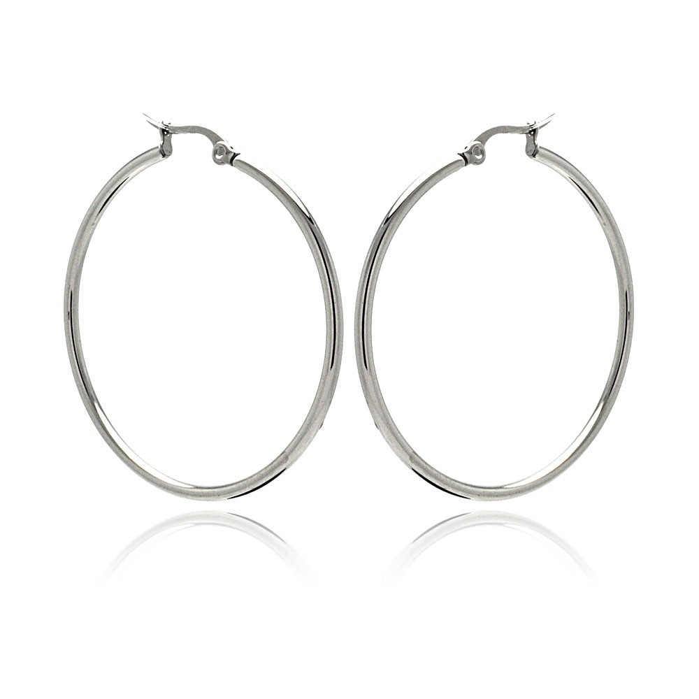 2mm Thickness Stainless Steel Plain Round Hoop Earrings, 14mm to 60mm