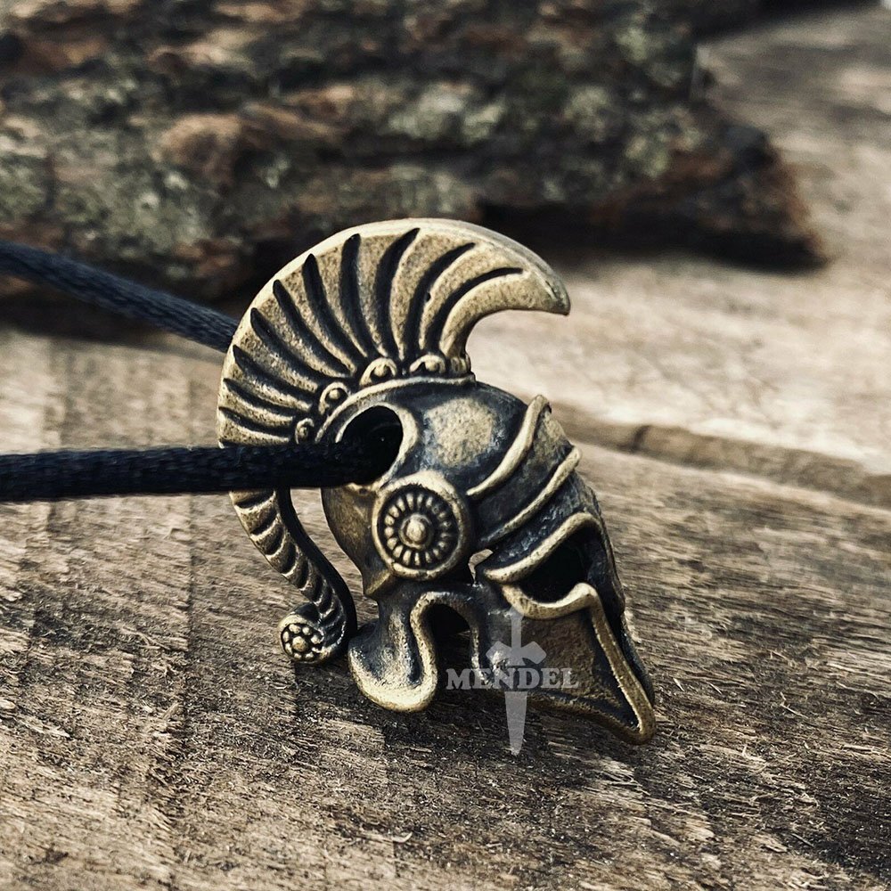 MENDEL Cool Mens Copper Ancient Roman Spartan Helmet Pendant Necklace For Men