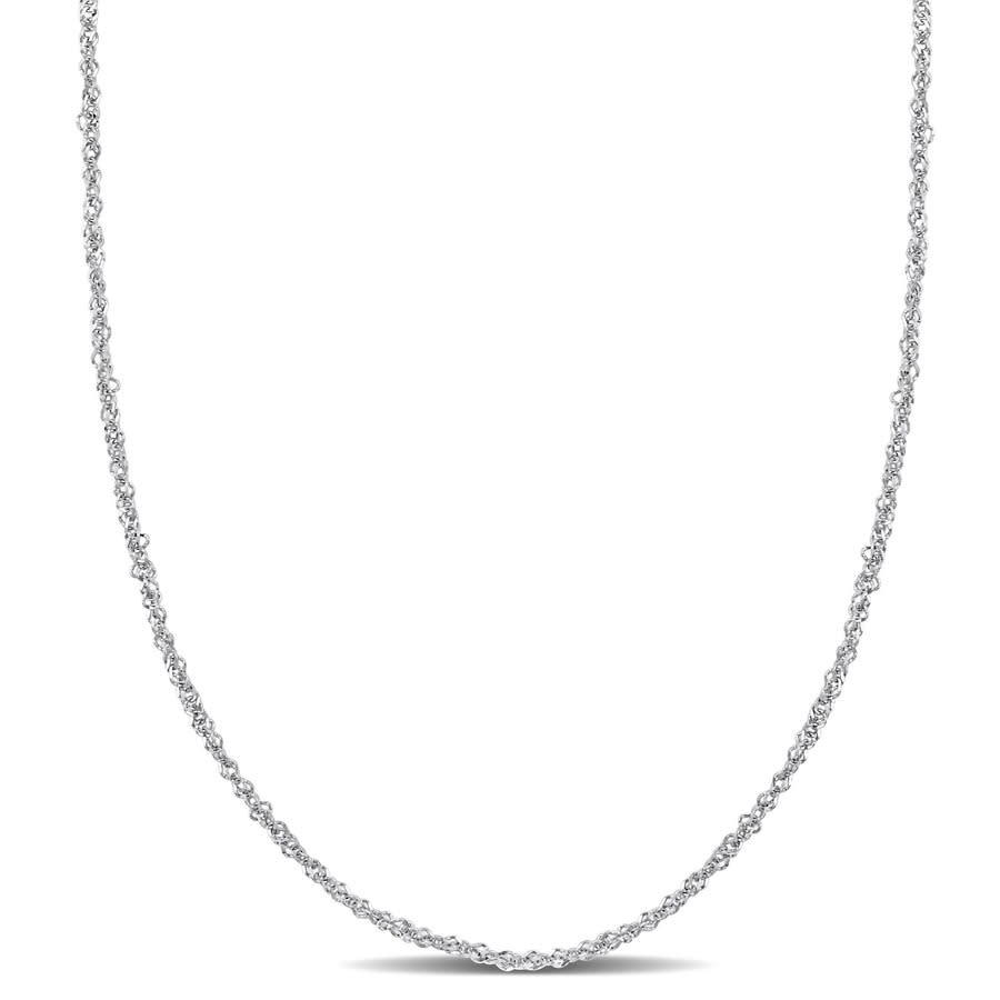 AMOUR 1.2mm Sparkling Singapore Necklace In 14K White Gold – 16 In