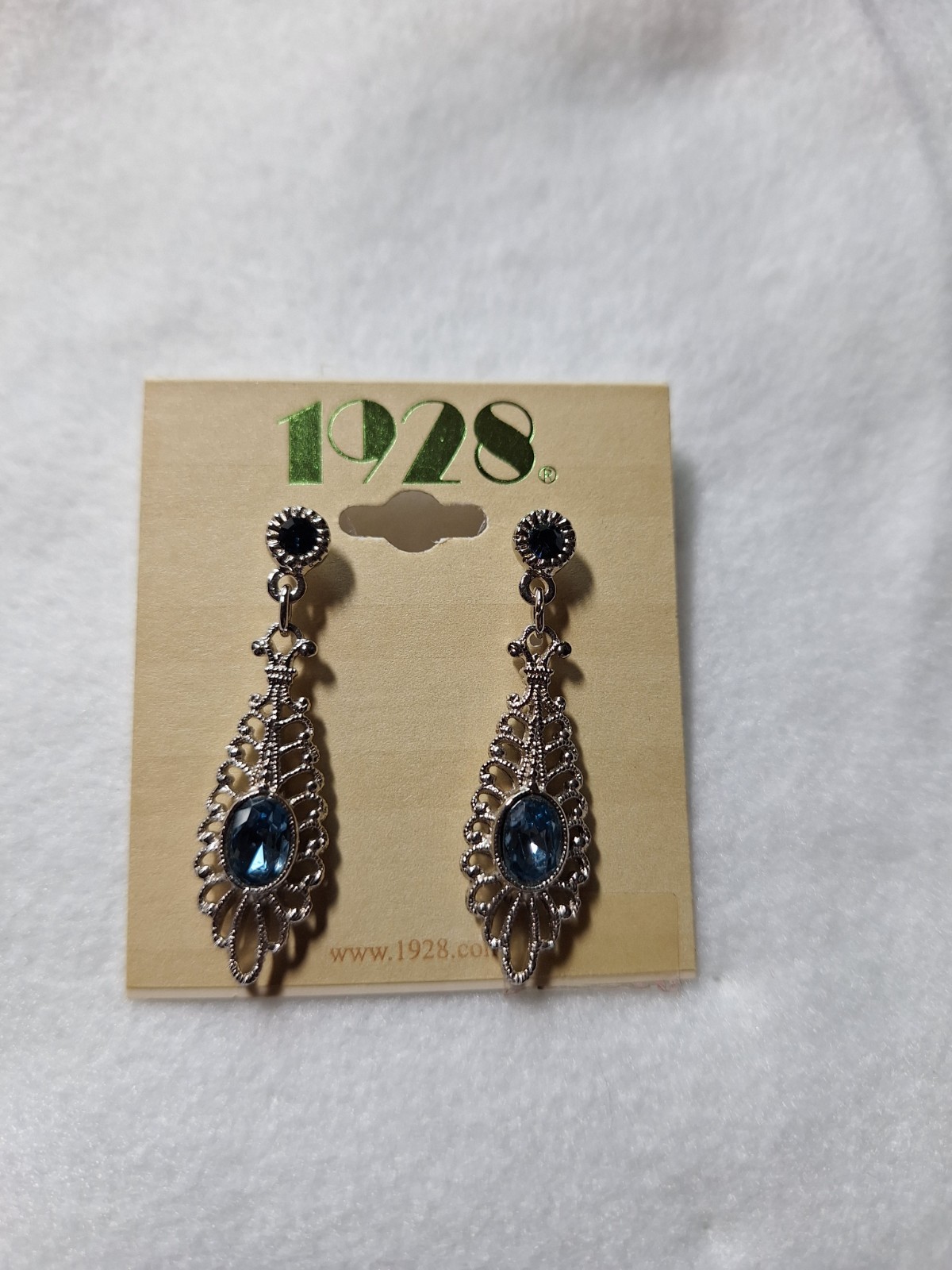 1929 Silver With Blue Saphire Rhinestone Ear Rings