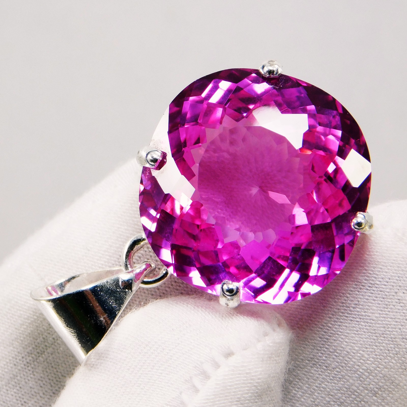 Natural 63.40 CT Certified Pink Ruby Loose Gemstone Pendant 925 Solid Silver