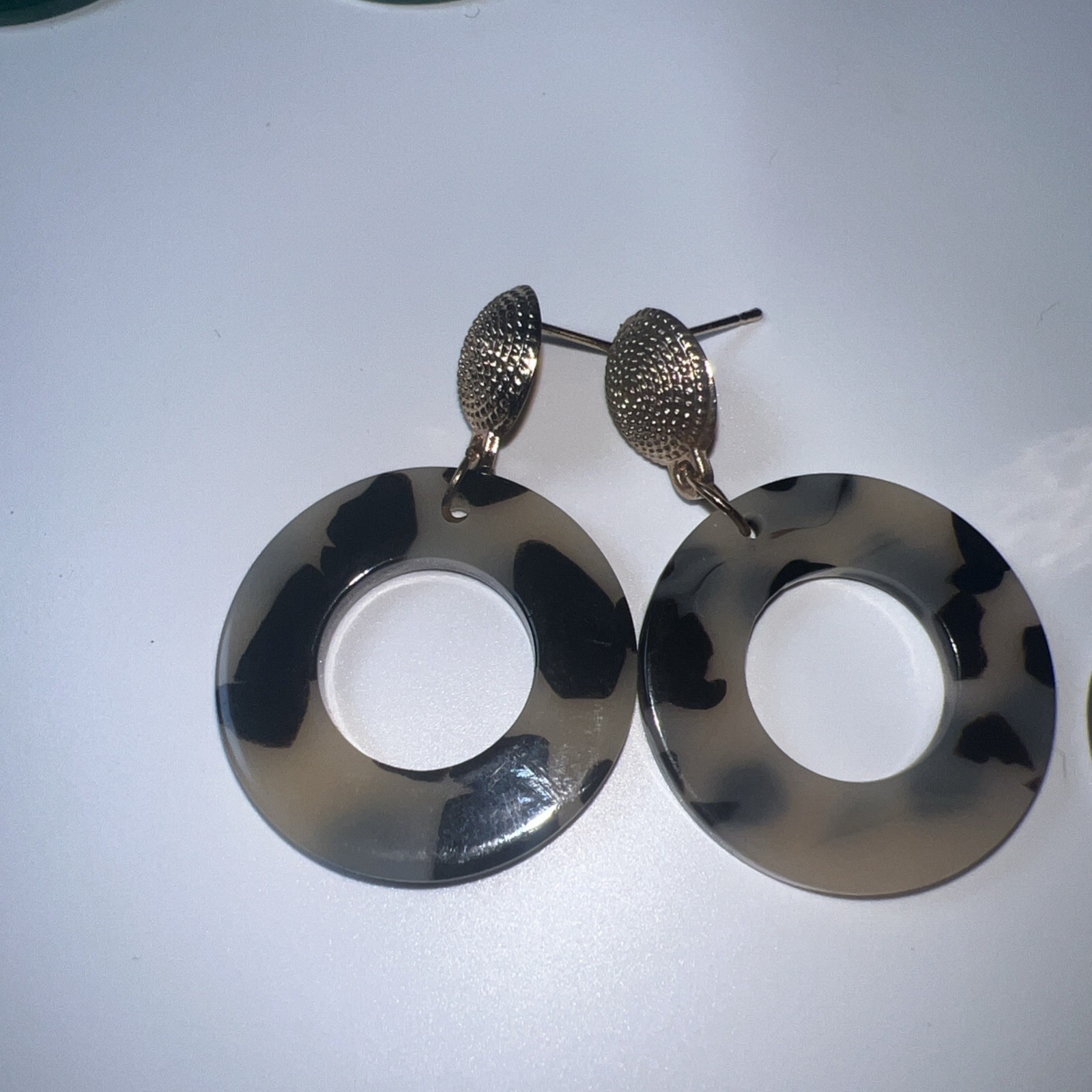 10 Pairs Resin Acrylic Statement Earrings Hoop Circle Oval Marbled Mixed Lot