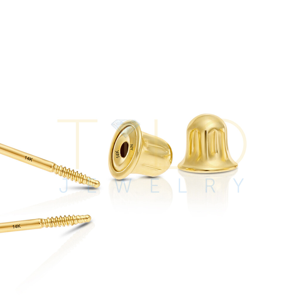 10K Real Solid Yellow Gold Baby Star CZ Sleeper Studs Earrings Screw-back