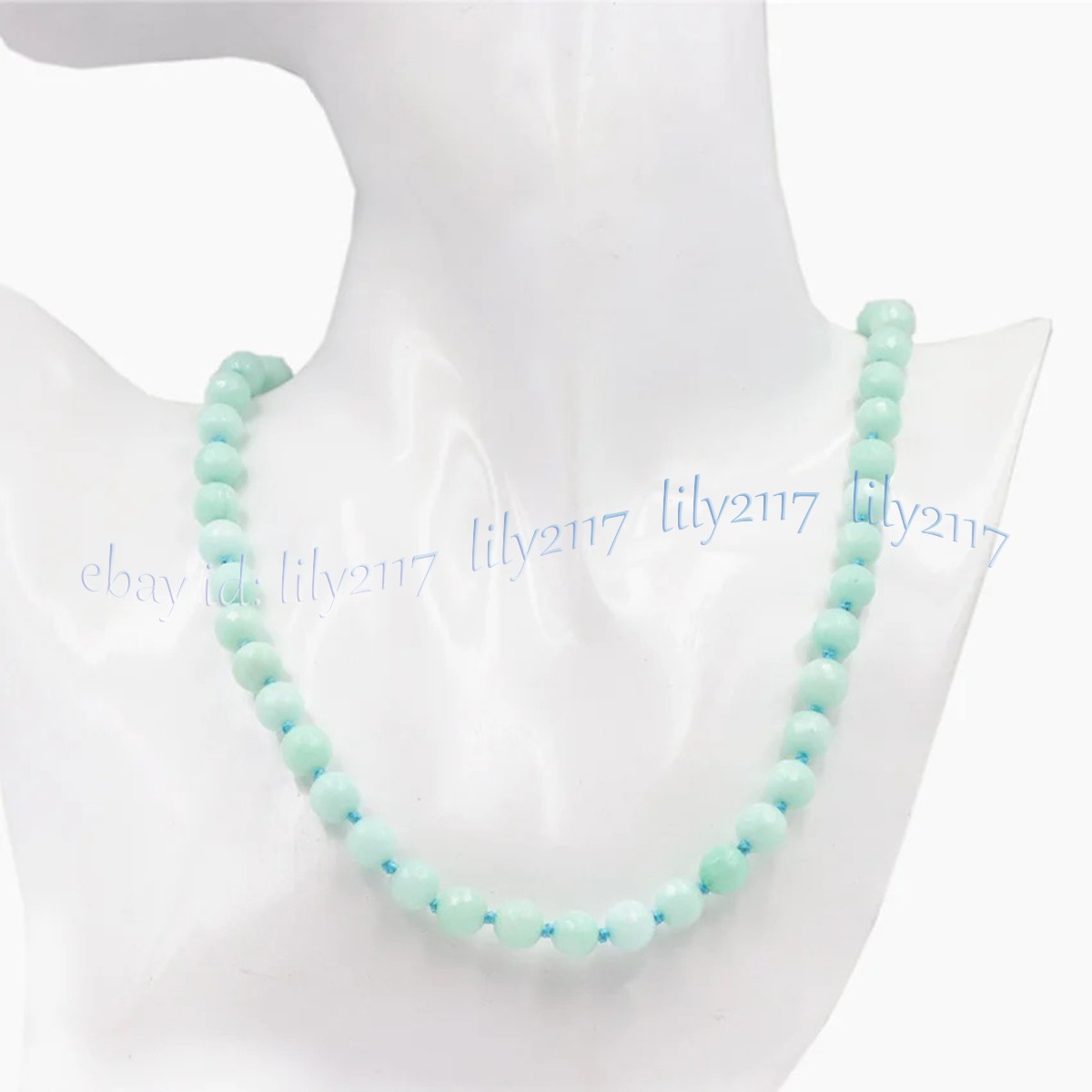 Natural Blue Amazonite Round Gemstone Beads Necklaces 16-48 inch 6/8/10/12/14mm