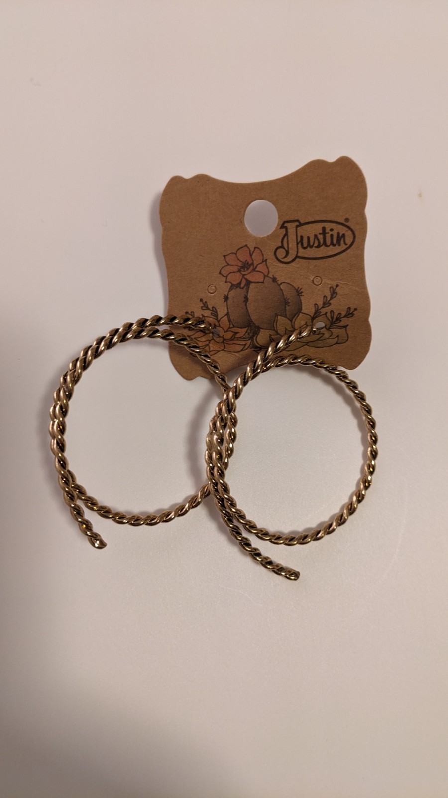 Justin Brand Gold Colored Twisted Loop Earrings Model 22123EJ2GLD NWT
