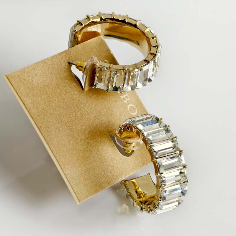 Talbots Crystal Statement Hoop Earrings Chic Women Party Vaction Jewelry Gift
