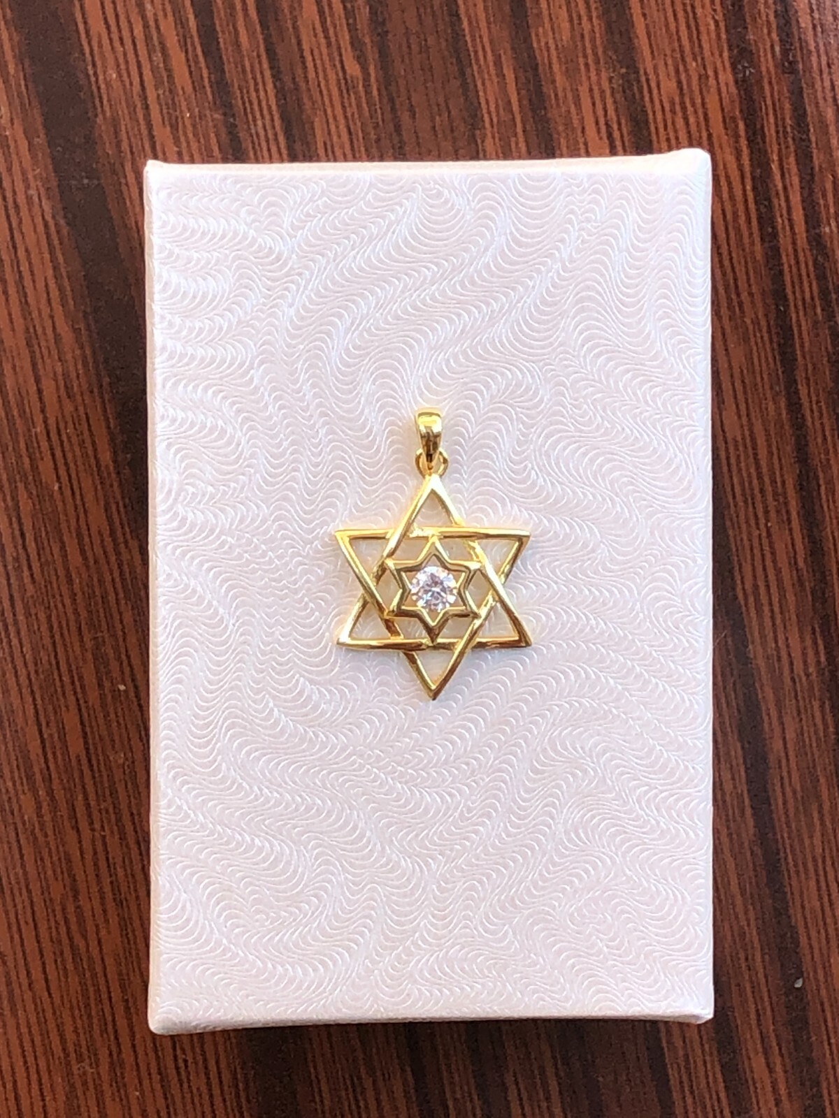 CZ Gold Star of David Pendant Sterling Silver 925 Women 16.5mm0.65″/23mm0.91″