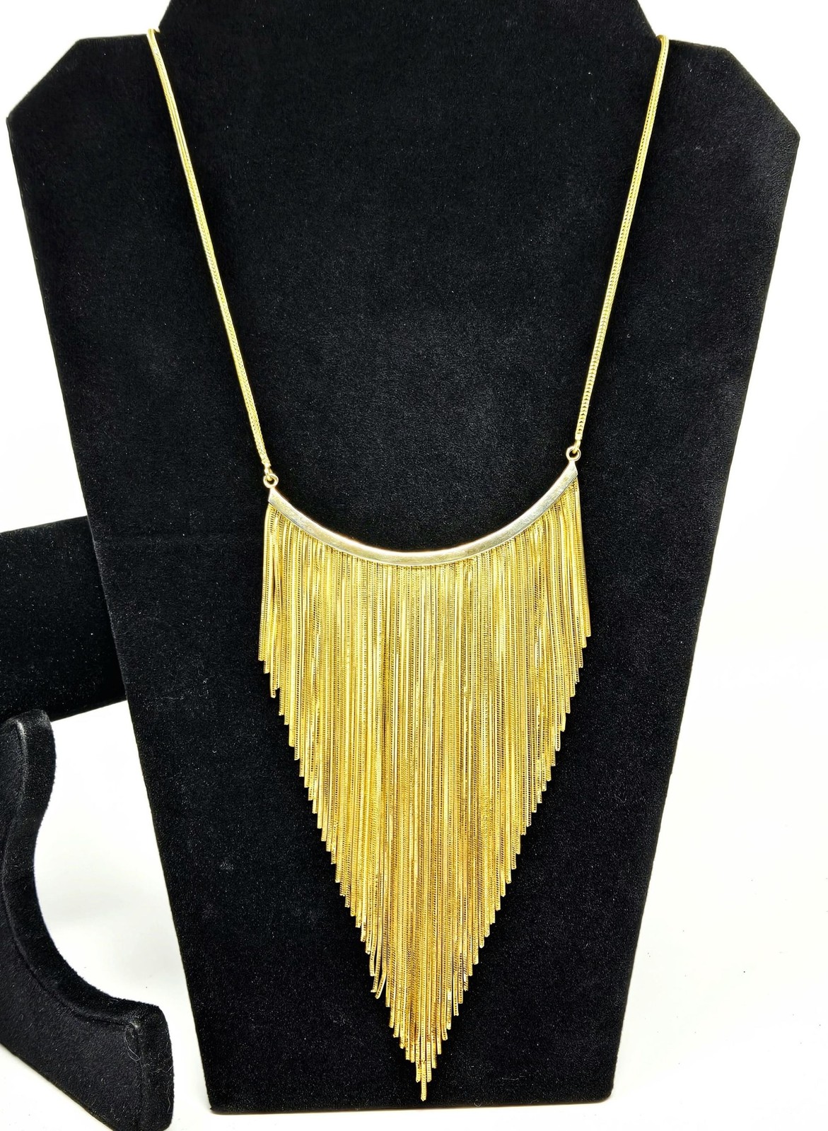 ZENZII Gold Fringe Necklace Set • Statement Bib Necklace & Coil Wrap Bracelet