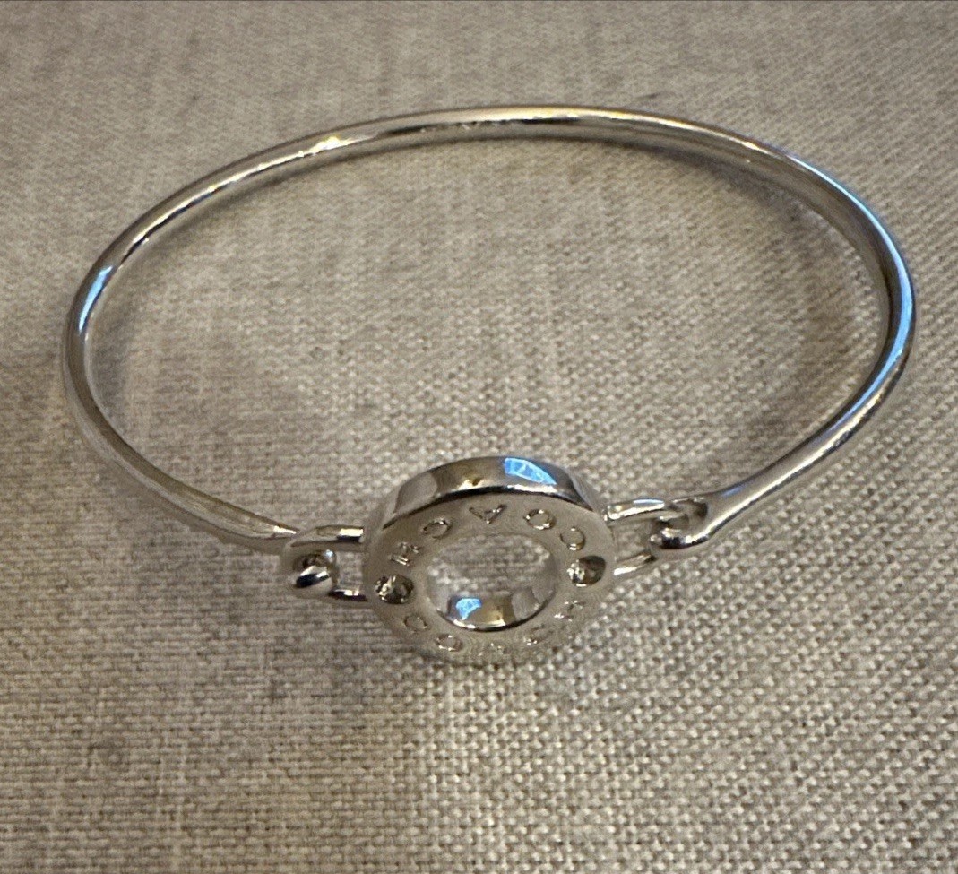 Coach Open Circle Bangle Bracelet Silver Tone NWOB