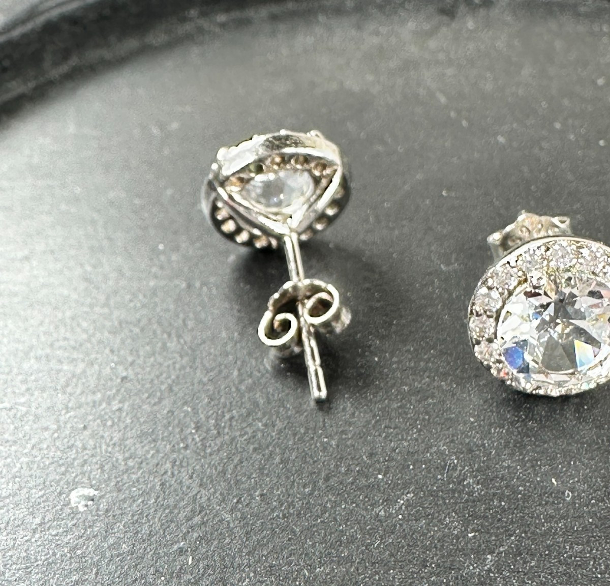 Sterling and Cubic Zirconia ATI 7.8 mm Round Earrings Stud Solitaire and Cluster