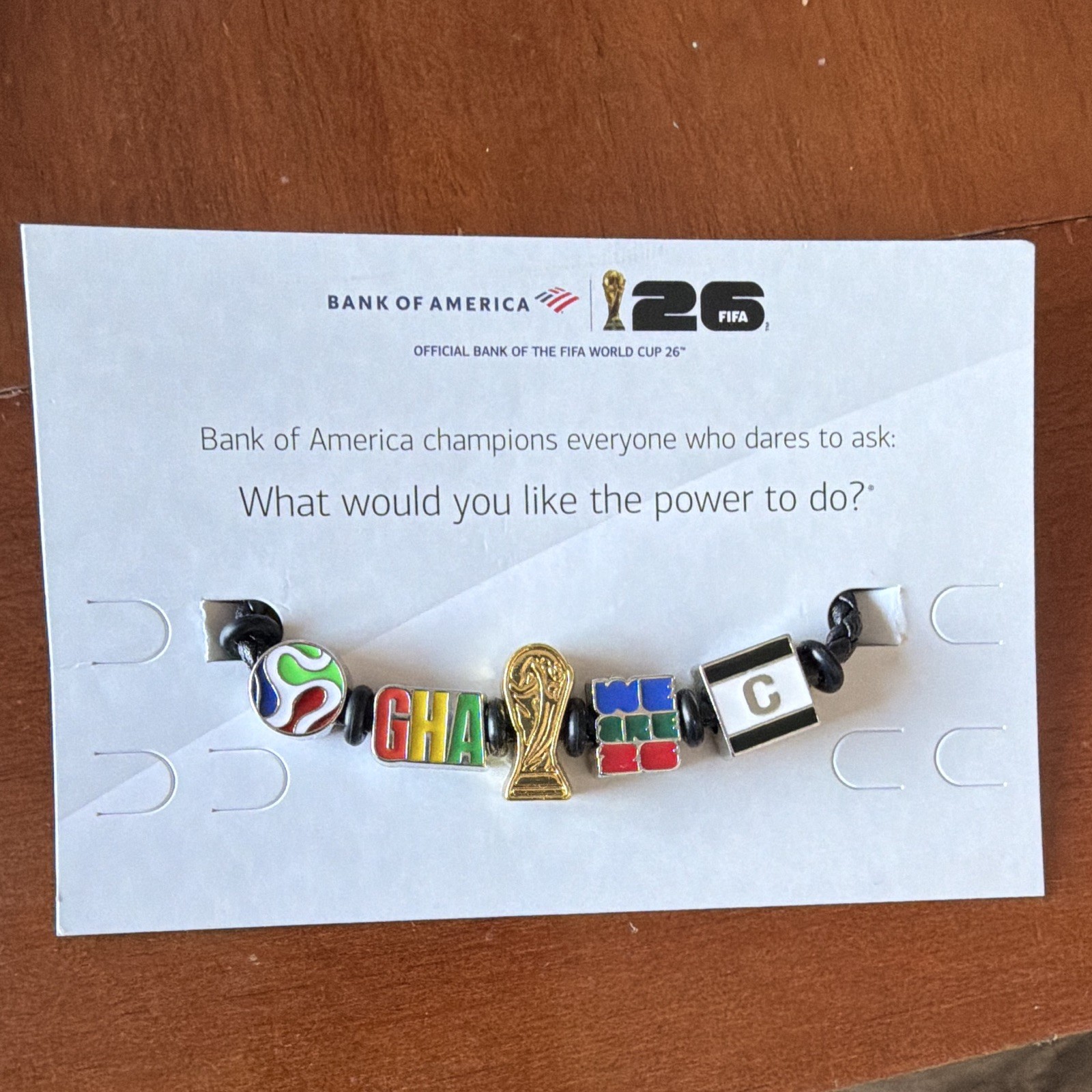 Bank of America GHANA FIFA World Cup 26 Charm Bead Cord Bracelet