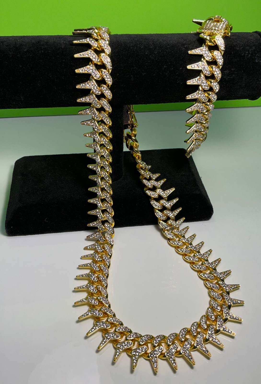 New Spike Chain Necklace 20 inches & Bracelet 8 Lot Men Women Teen Hip Hop Punk