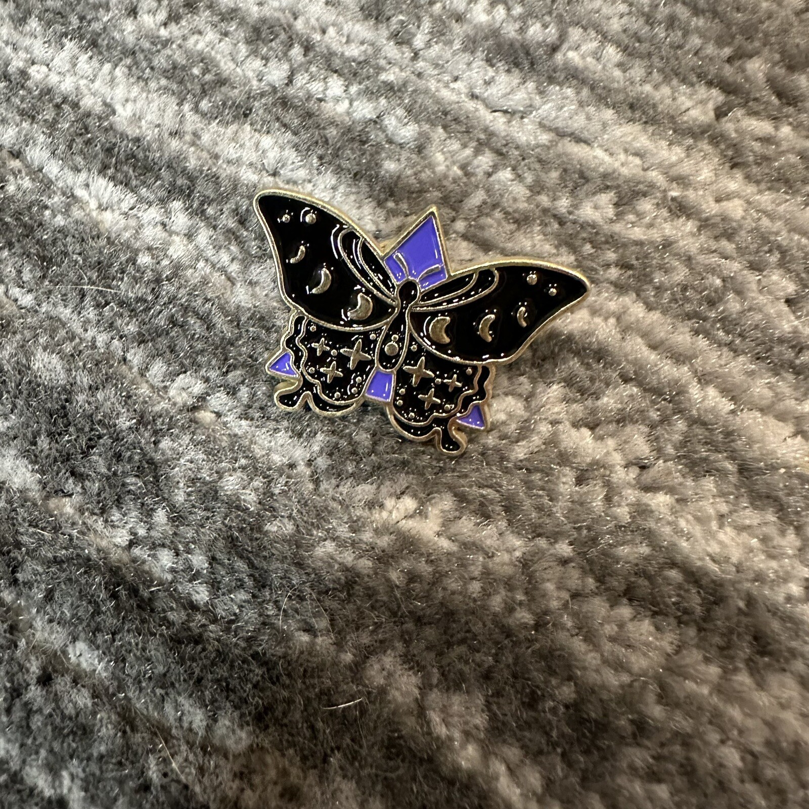 Enamel Pin Moth Black Purple Triangle Moon Backpack Pins Flying Butterfly New