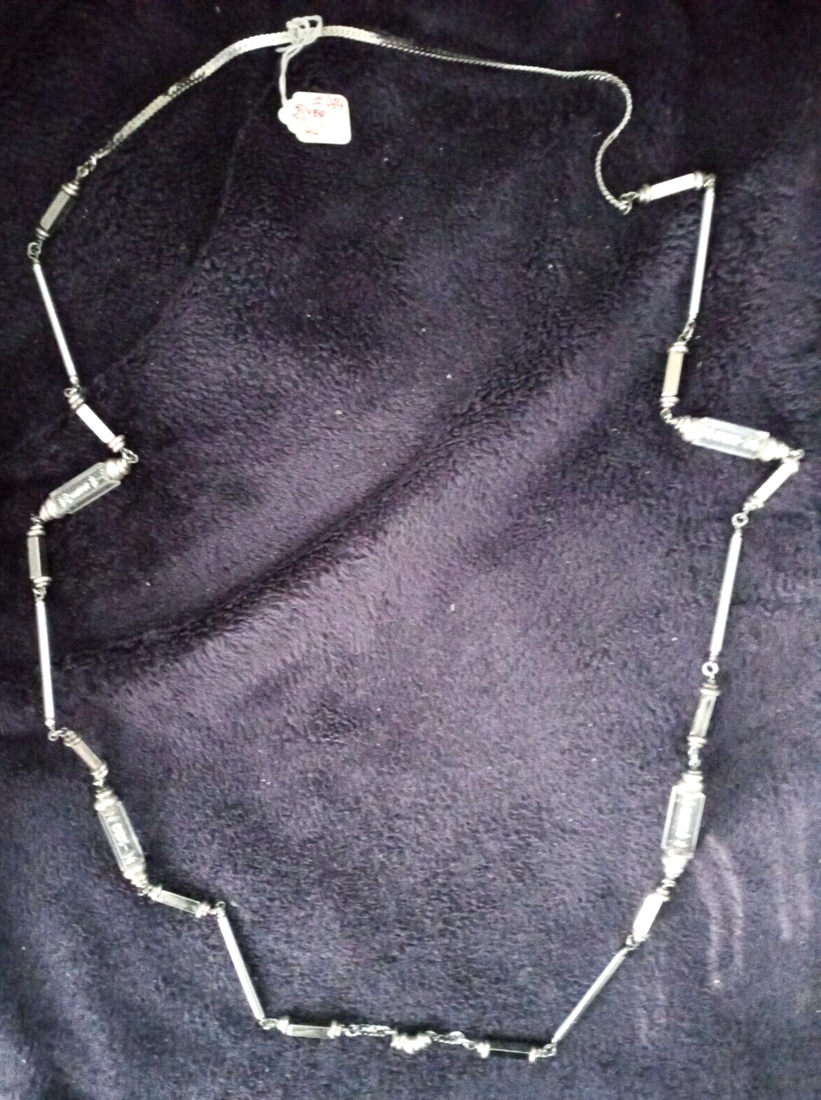 Vintage 1980’s Necklace Silver Color Settings by Raoul Calabro-52in Long