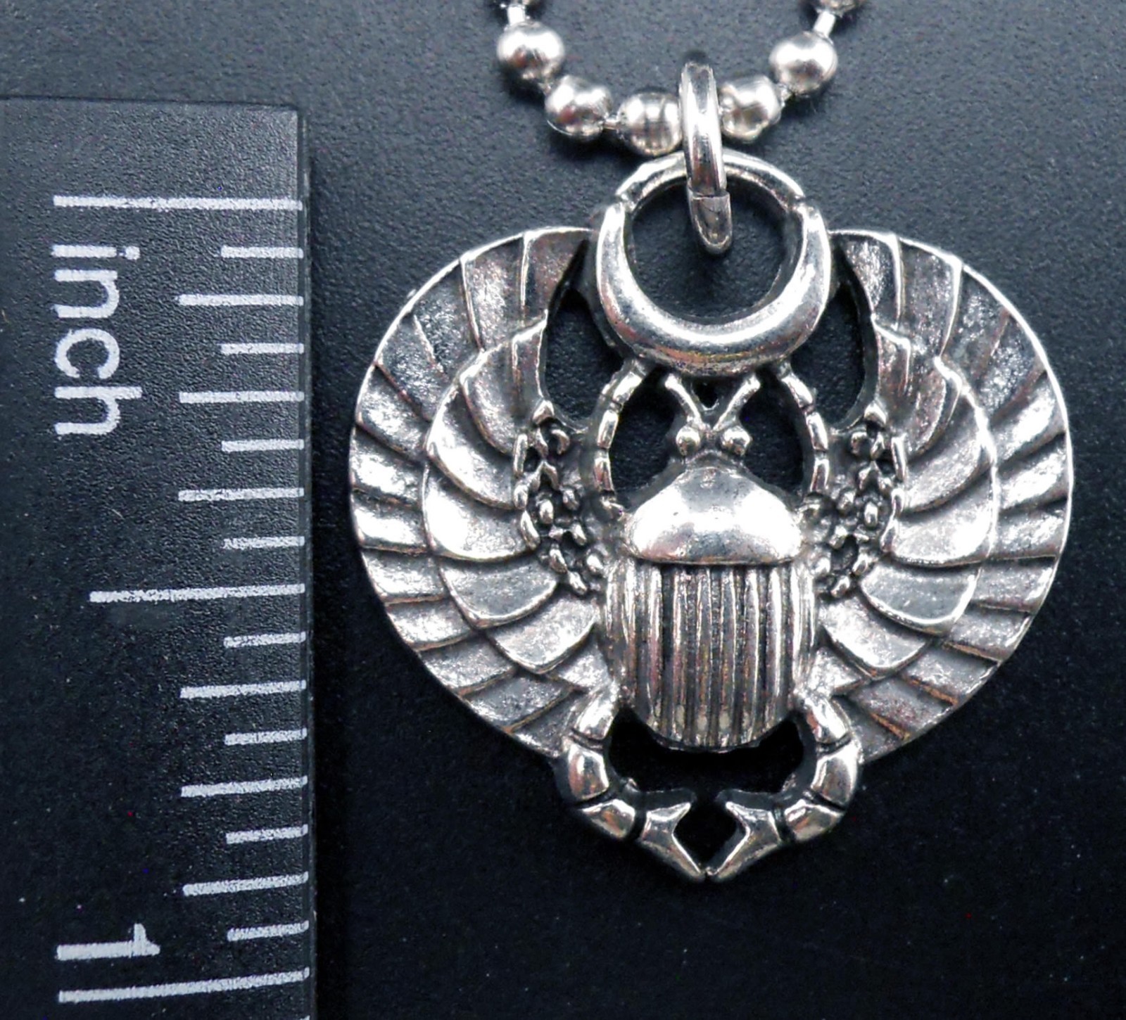 Scarab Beetle Necklace Stainless Chain New Pendant Winged Dung Charm Egyptian