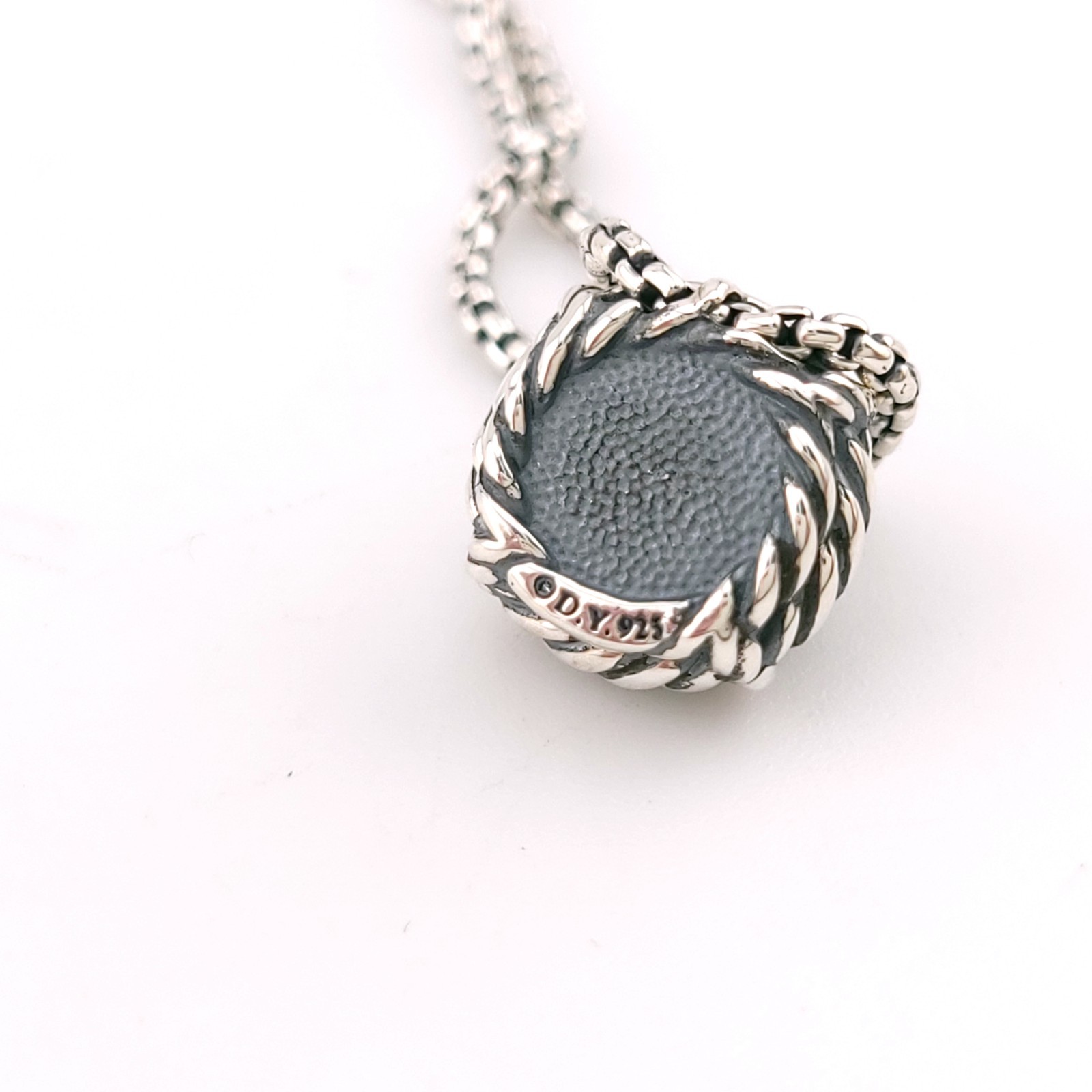 DAVID YURMAN Sterling Silver 8mm Chatelaine Black Hematite Adjustable Pendant
