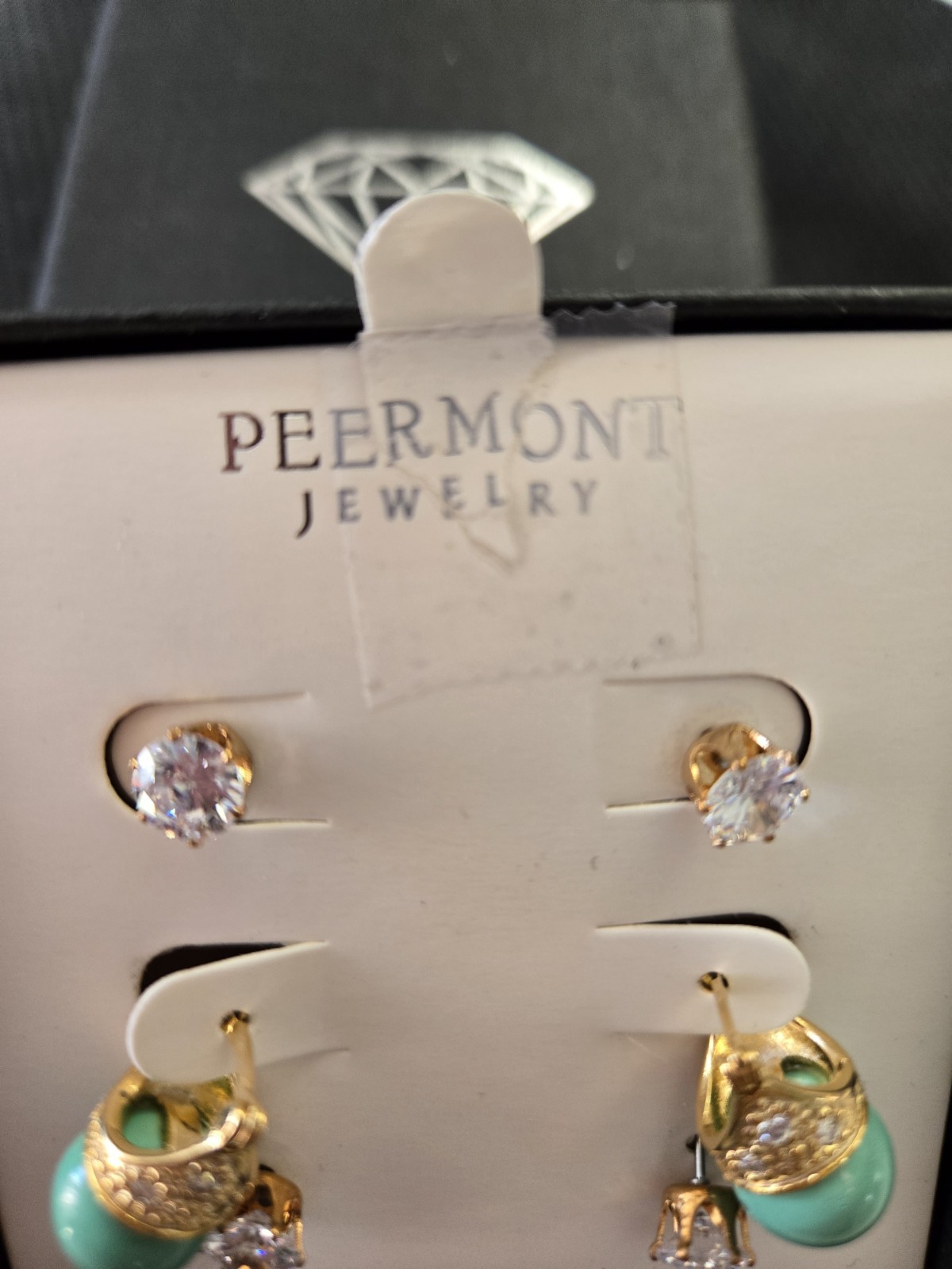 Peermont Jewelry 18k Gold Plated Stud Earrings Set(3 Pairs Of Earrings) New