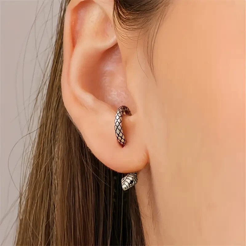 Vintage Chic Snake Stud Earrings Durable Zinc Alloy Construction for Parties