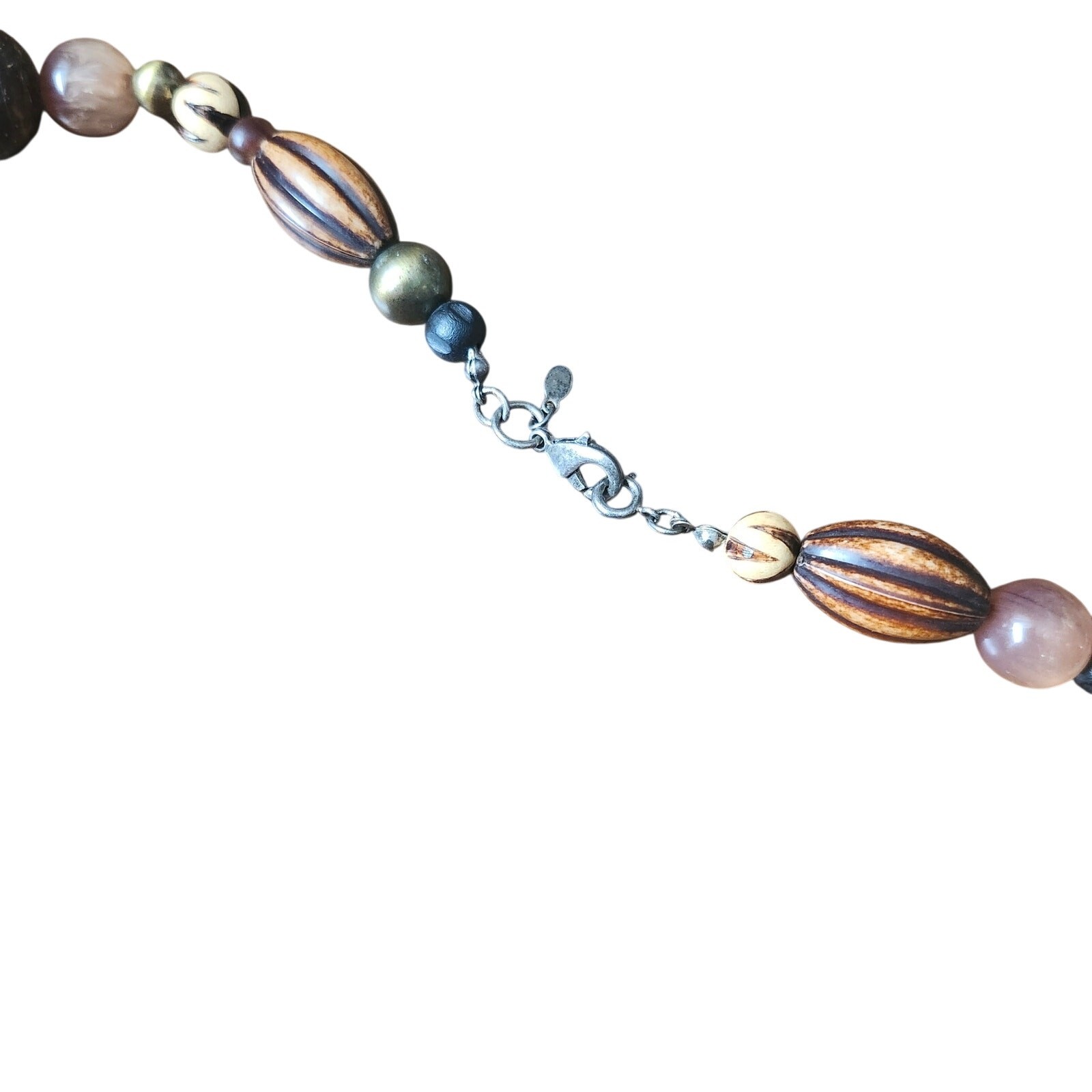 Premier Designs Boho Statement Pendant Necklace Wood Glass Acrylic Beads 35in