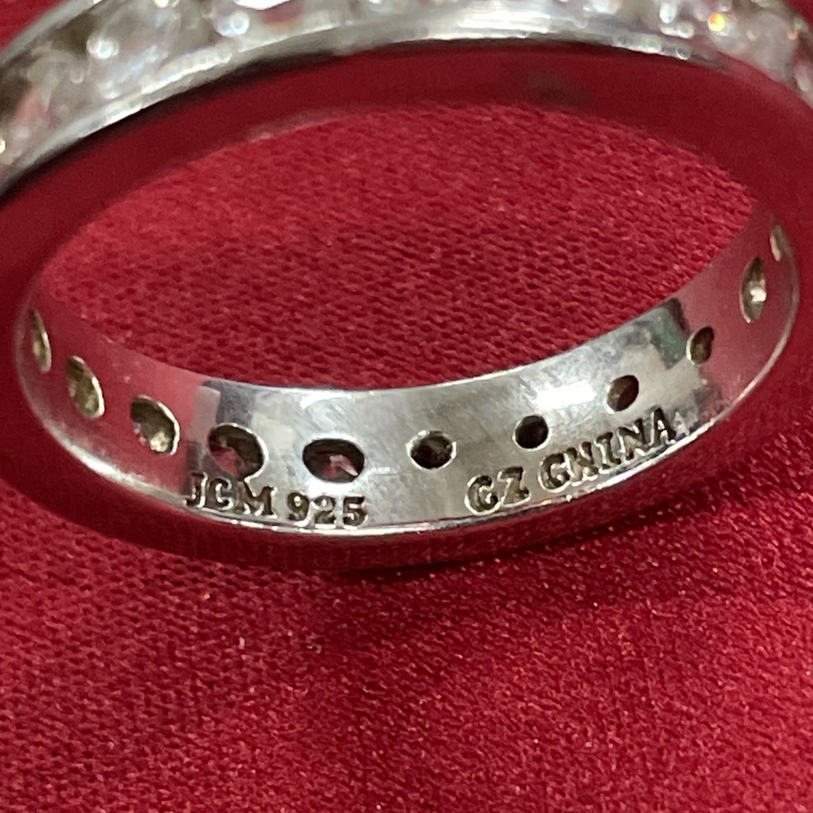 Sterling Silver 925 JCM CZ China Cubic Zirconia Band Ring Size 8