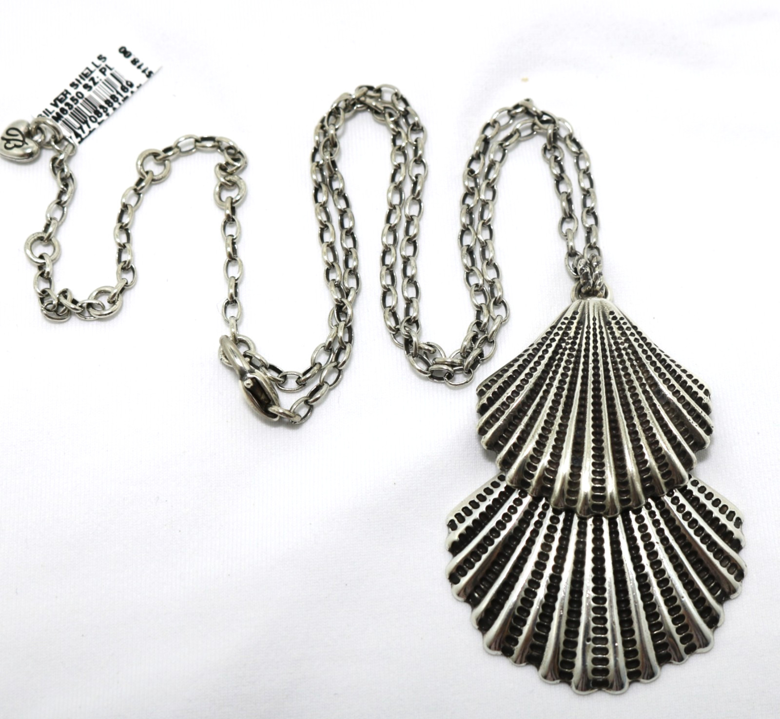 Brighton Stunning SILVER SHELLS NWT $118 Nautical Two Tier Seashells Necklace